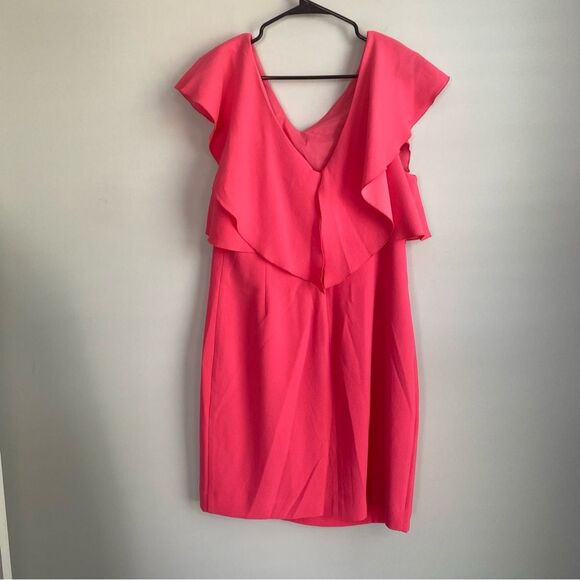 Trina Turk Cameron V Neck Ruffle Cocktail Dress Size 10 NWT - Picture 4 of 7
